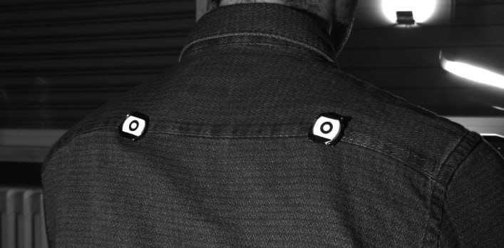 Reflective markers attached to a subject's back