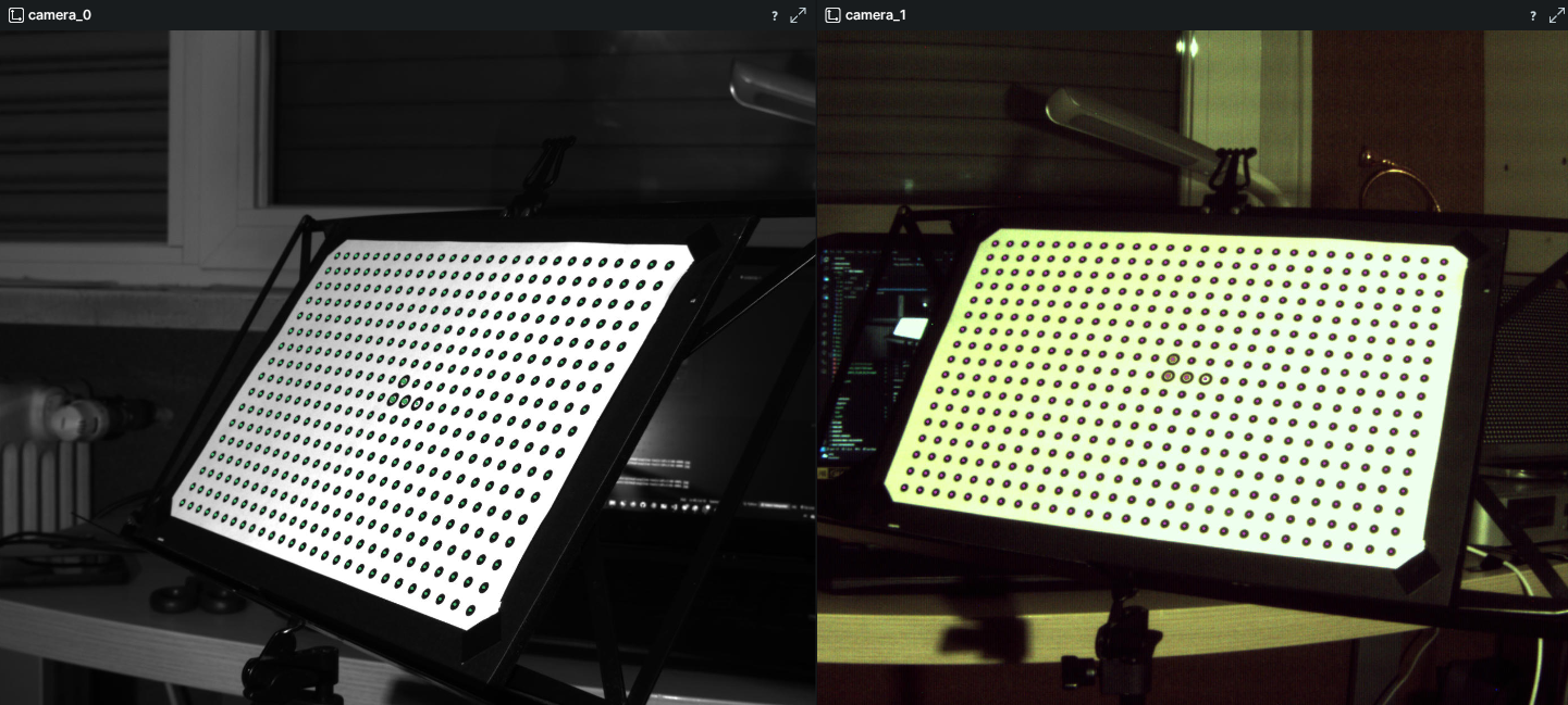 Stereo-camera views of the calibration grid